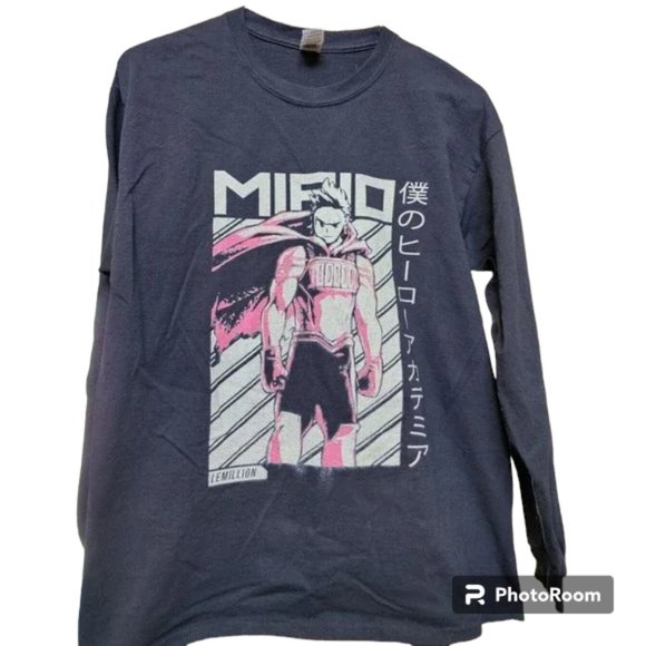 Gildan Other - Mirio Togata Lemillion Shirt Size L Anime Comics Black Long Sleeve